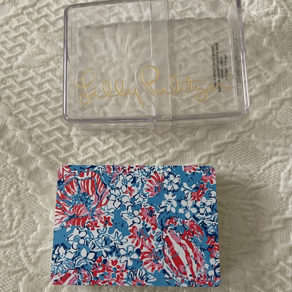 Lilly Pulitzer playing cards w plastic case - Picture 3 of 3
